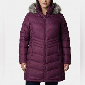 Columbia Peak to Park 650 Down Insulated Purple Long Winter Jacket Women's Sz XL
